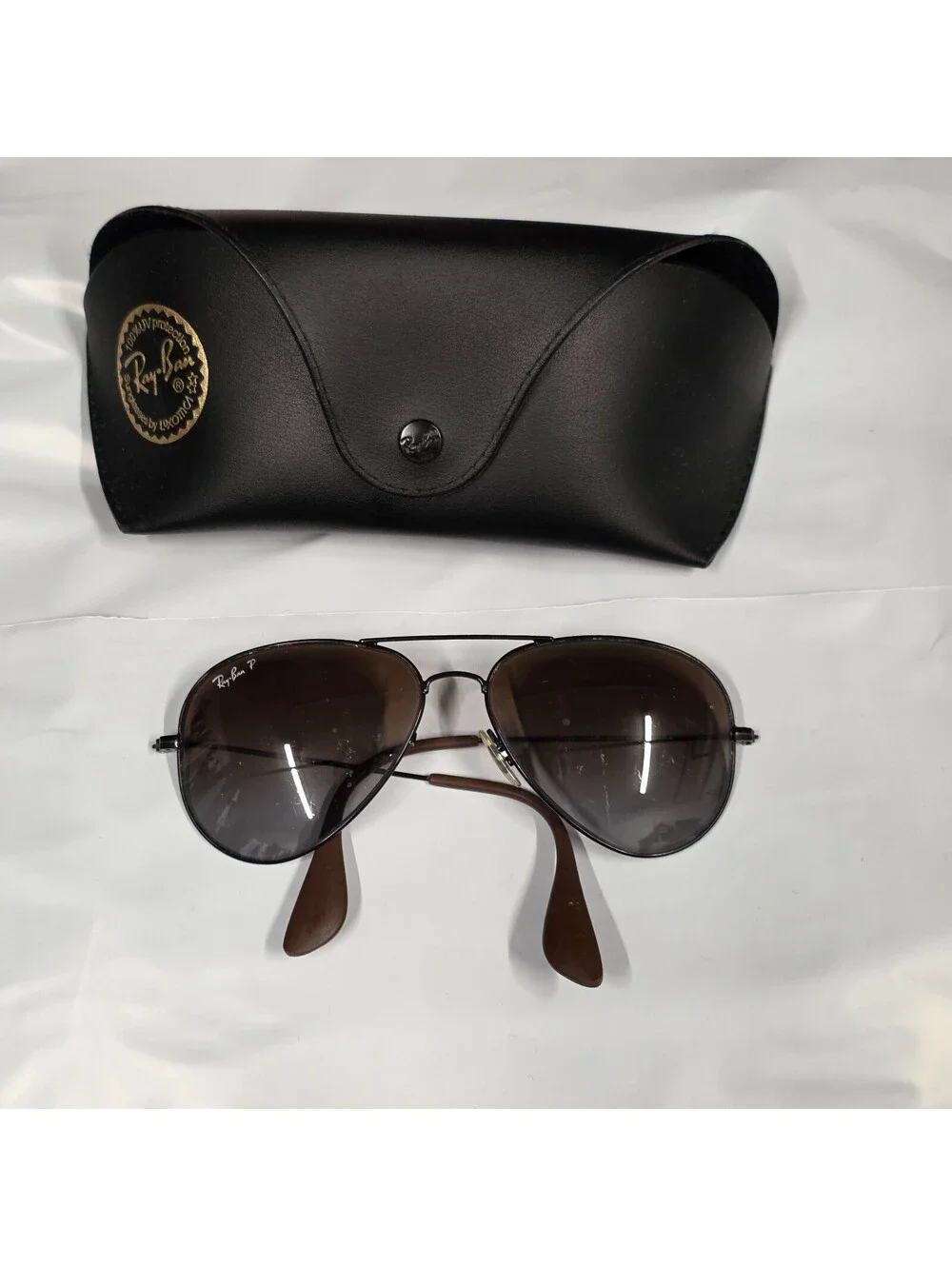 Ray-Ban Aviator Black Gray RB3558 002/8G 58-14-140 Sunglasses LENSES ARE SCRATCH